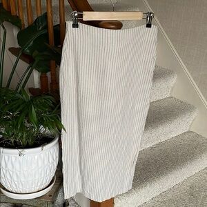 Hunter & Brown Coastal Striped Cream Linen Pencil Skirt